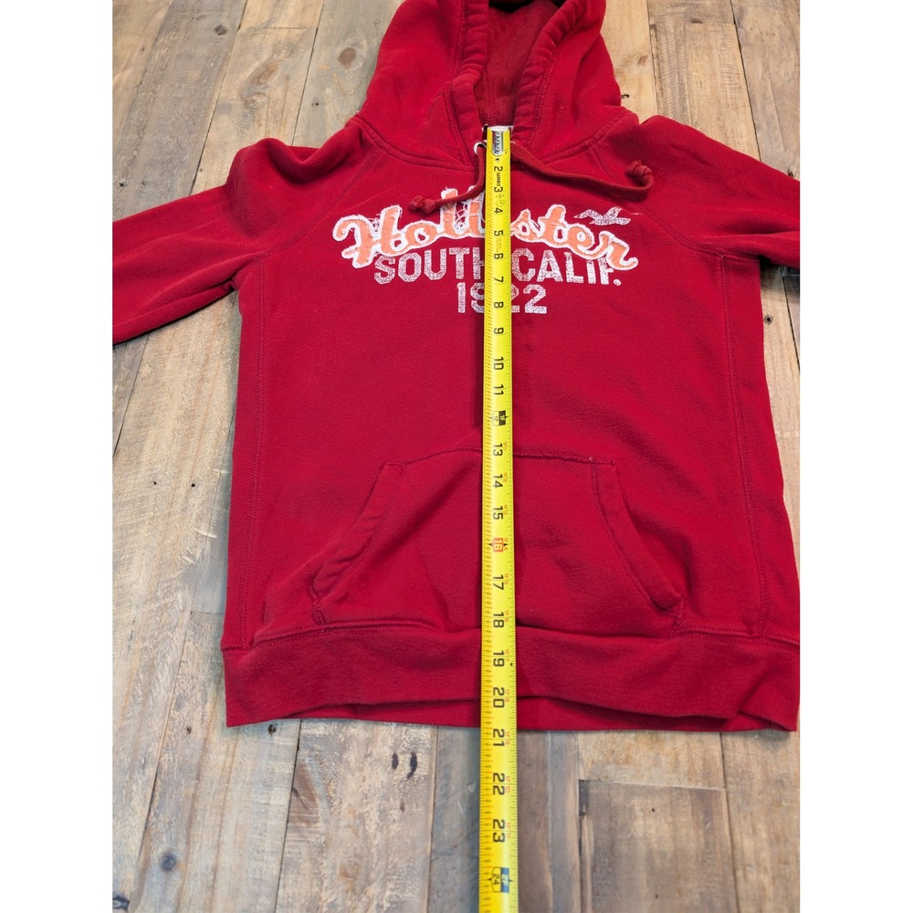 Vintage Hollister Hoodie Womens Medium Red Embroidered Spellout Logo Y2K Surf - Picture 4 of 5